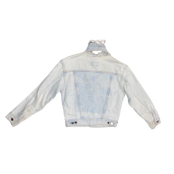Levi's Strauss Distressed Jean Denim Jacket Light Blue Wash Vintage - Picture 2 of 5